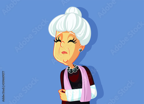 Senior Lady With Broken Arm in Plaster Cast