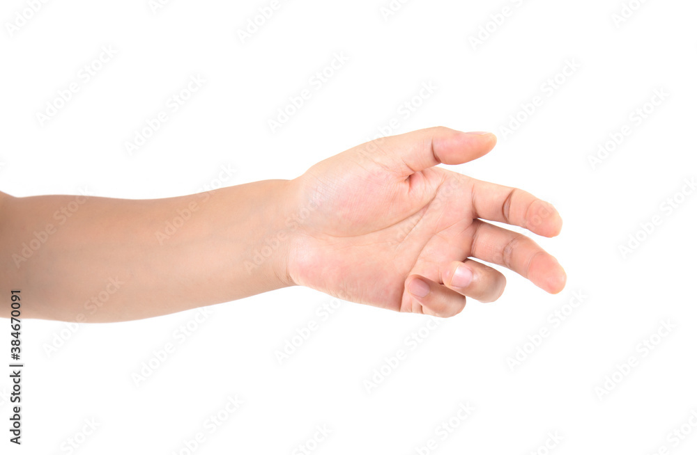 A casual hand in front of white background A casual hand in front of white background