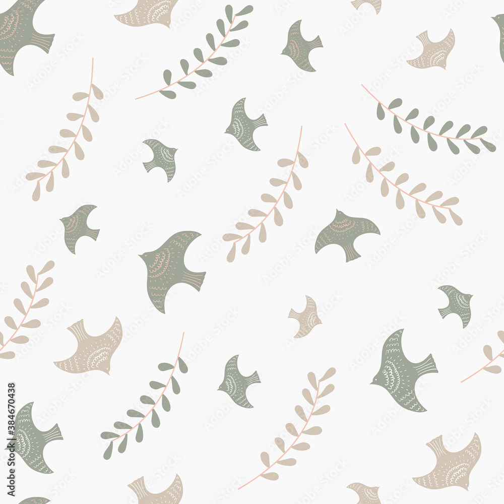 Seamless pattern of flower and birds Seamless pattern of flower and birds