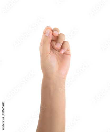 A relaxed hand stretched out in front of a white background