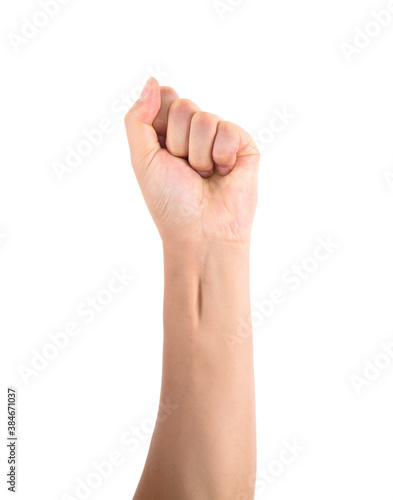 A clenched fist on white background