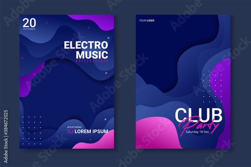 Night dance party music layout design template background with dynamic gradient style
