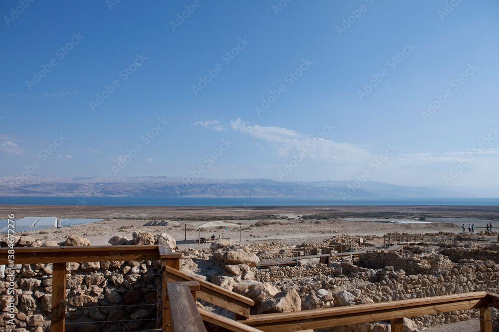 View of Desert and Dead Sea from Masada National Park, Israel