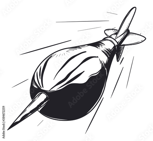 Flying Dart Thrown Seeking its Target, Vector Illustration