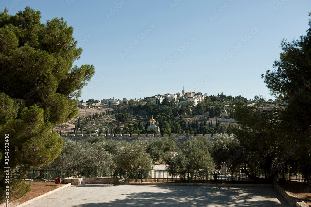 view of in Mount of Olives in Jerusalem, Israel view of in Mount of Olives in Jerusalem, Israel