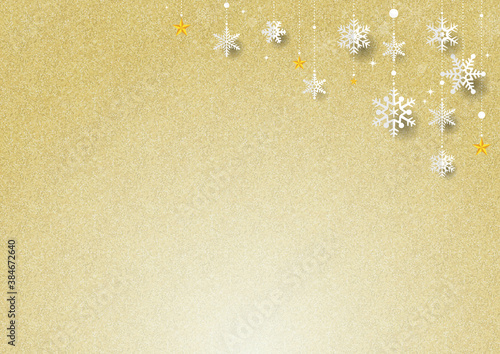 キラキラ☆雪の結晶オーナメントのシンプルなフレーム 金