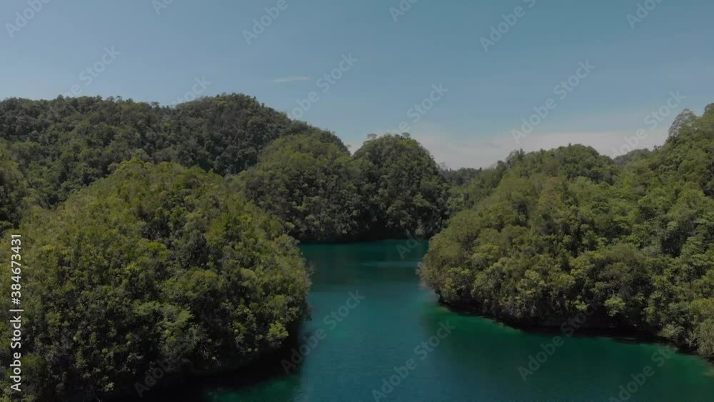Beautiful aerial drone shot above sohoton natural park in siargao island the philippines. Little tropical pradise with green vegetation and turquoise sea water Beautiful aerial drone shot above sohoton natural park in siargao island the philippines. Little tropical pradise with green vegetation and turquoise sea water