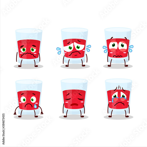 Cranberry juice cartoon character with sad expression