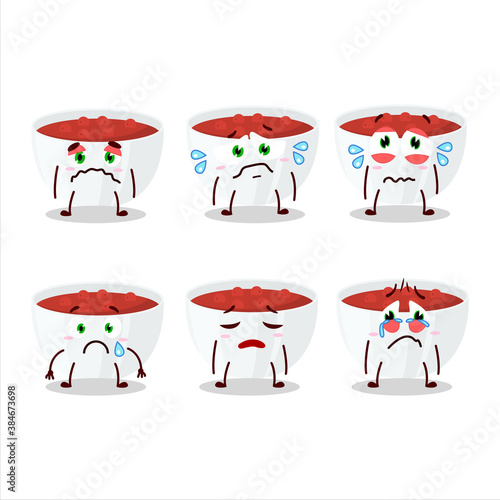 Картината върху платно Cranberry sauce cartoon character with sad expression