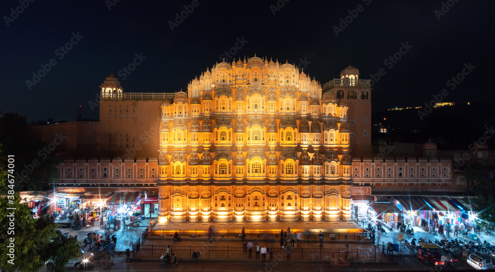 Hawa Mahal  Jaipur city Palace of Winds view at night
