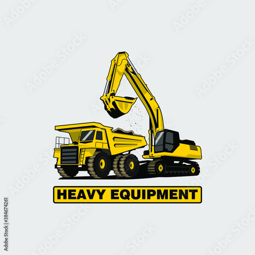 excavator and dump truck 