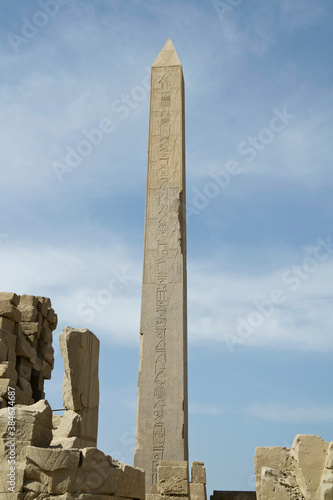 Ancient obelisk in the temple of Karnak, Luxor, Egypt