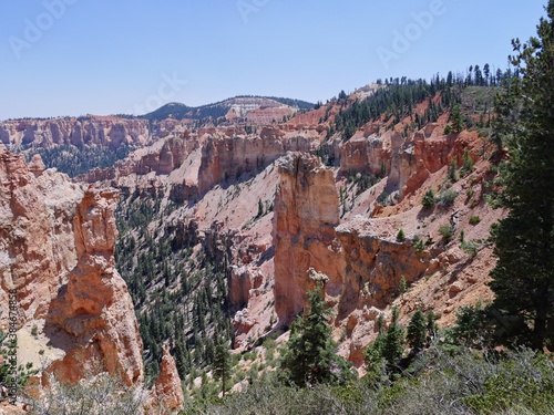 Breathtaking landscape and red rock formations at Black Birch Canyon, Bryce Canyon National Park in Utah.
