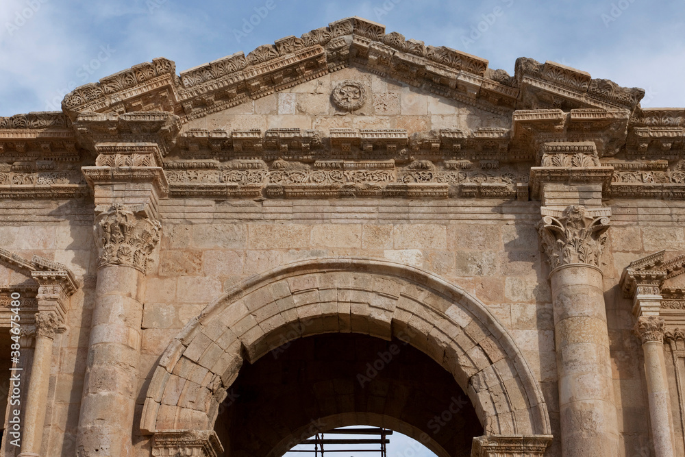 Arch of Hadrian in ancient Roman city, Jerash, Jordan