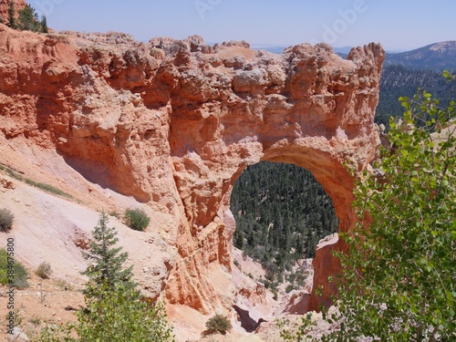 The Natural Bridge is carved out of sedentary rocks and is one of the top attractions at Bryce Canyon National Park in Utah.