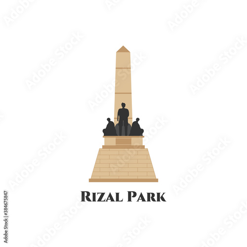 Vector of The Rizal Monument memorial in Rizal Park in Manila, Philippines. Minimalistic the most famous landmark illustration. Philippine cartoon art hand sketch style. Business travel and trip