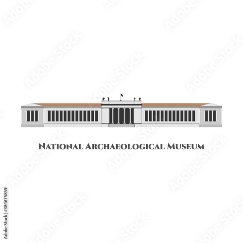 Minimal Museum Building landmark illustration and Archaeological Museum in Greece. The largest museum in Greece and one of the most important in the world. Great place for destination vacancy