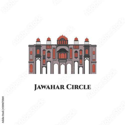 The ninth gate of Jaipur located at Jawahar Circle, Jaipur, Rajasthan, India. Best vacation for travel and trip. You can enjoy musical fountain here. Highly recommend for traveler to visit in Jaipur.