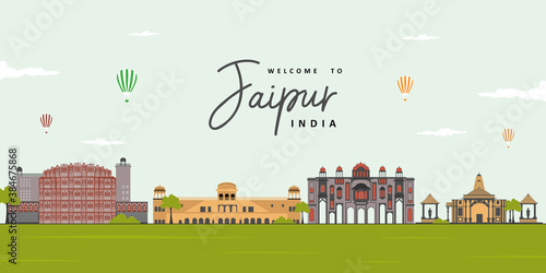Jaipur skyline, Rajasthan, India. City landscape view of famous landmark at Jaipur. Tourist attraction and UNESCO World Heritage site. Highly recommended for tourist visit and vacancy.