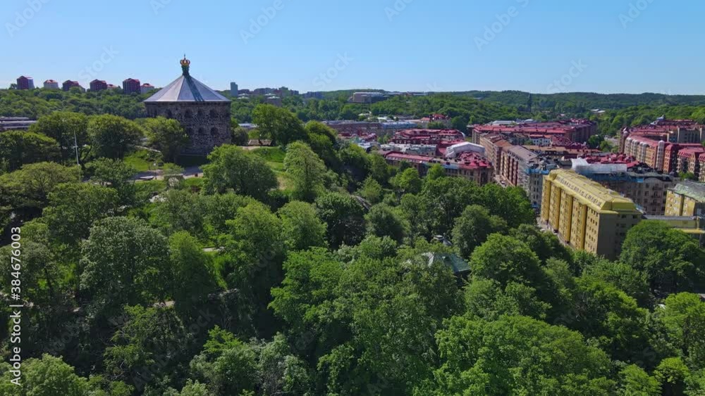 Gorgeous Houses And Buildings In Skansen Kronan Gothenburg Sweden - aerial shot Gorgeous Houses And Buildings In Skansen Kronan Gothenburg Sweden - aerial shot