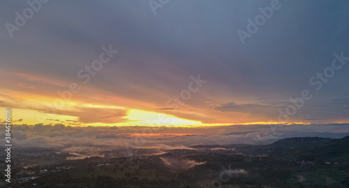 sunset over the city of Alajuela, Costa Rica