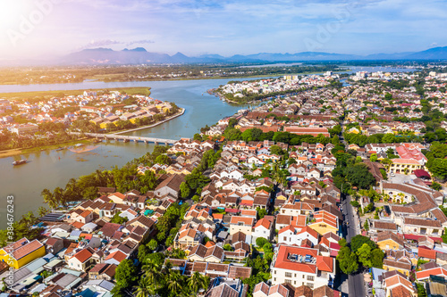 Aerial view of Hoi An ancient town, UNESCO world heritage, at Quang Nam province. Vietnam. Hoi An is one of the most popular destinations in Vietnam.