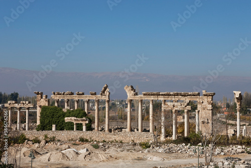 Roman Columns in Baalbek Roman Ruins, Lebanon
