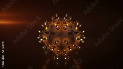 Metallic ball with edison style red lightbulbs. Computer grnerated graphics. Seamless loop 3D render animation photo