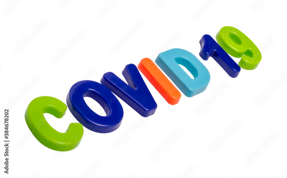 Fototapeta premium Text COVID-19 on a white background.