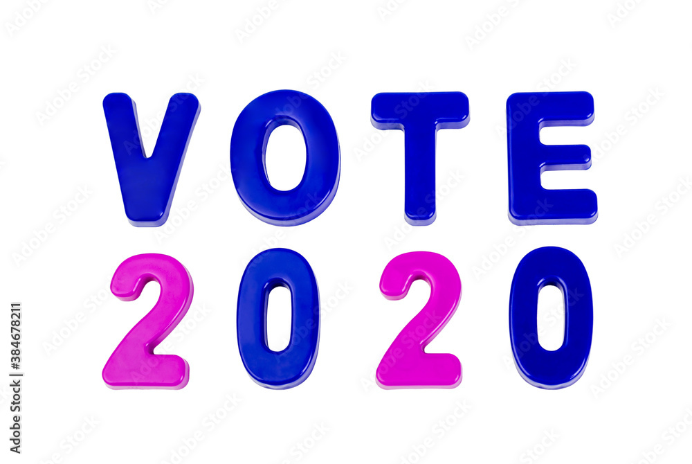 Text VOTE 2020 on a white background. Text VOTE 2020 on a white background.