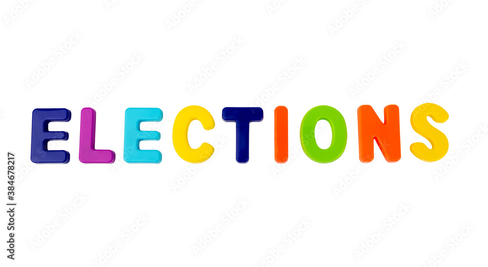 Text ELECTIONS on a white background. Text ELECTIONS on a white background.