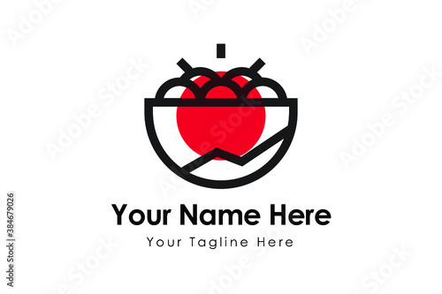 Japanese food logo and sign for restaurant, and signage photo