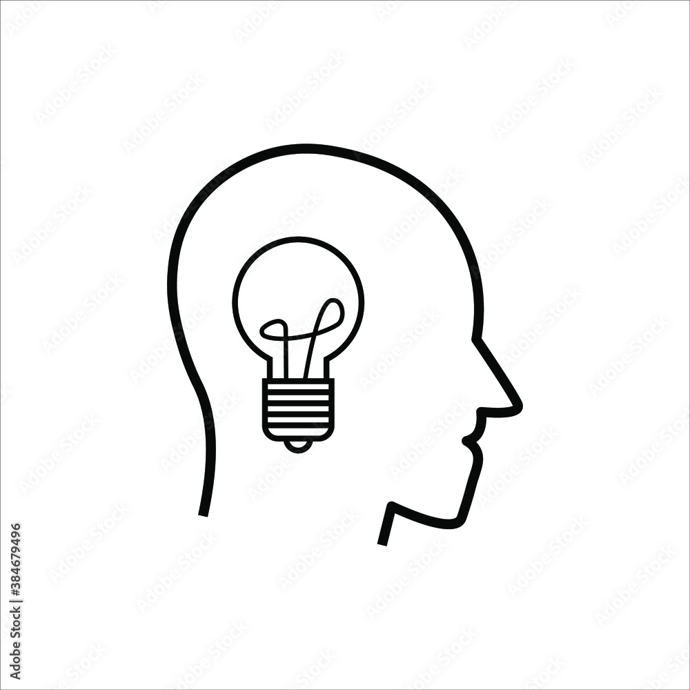 Head think concept icon design. Message talk sign. Creative idea symbol. on white background Head think concept icon design. Message talk sign. Creative idea symbol. on white background