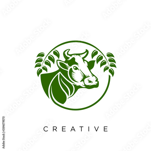 beef and leaf logo modern design vector icon symbol