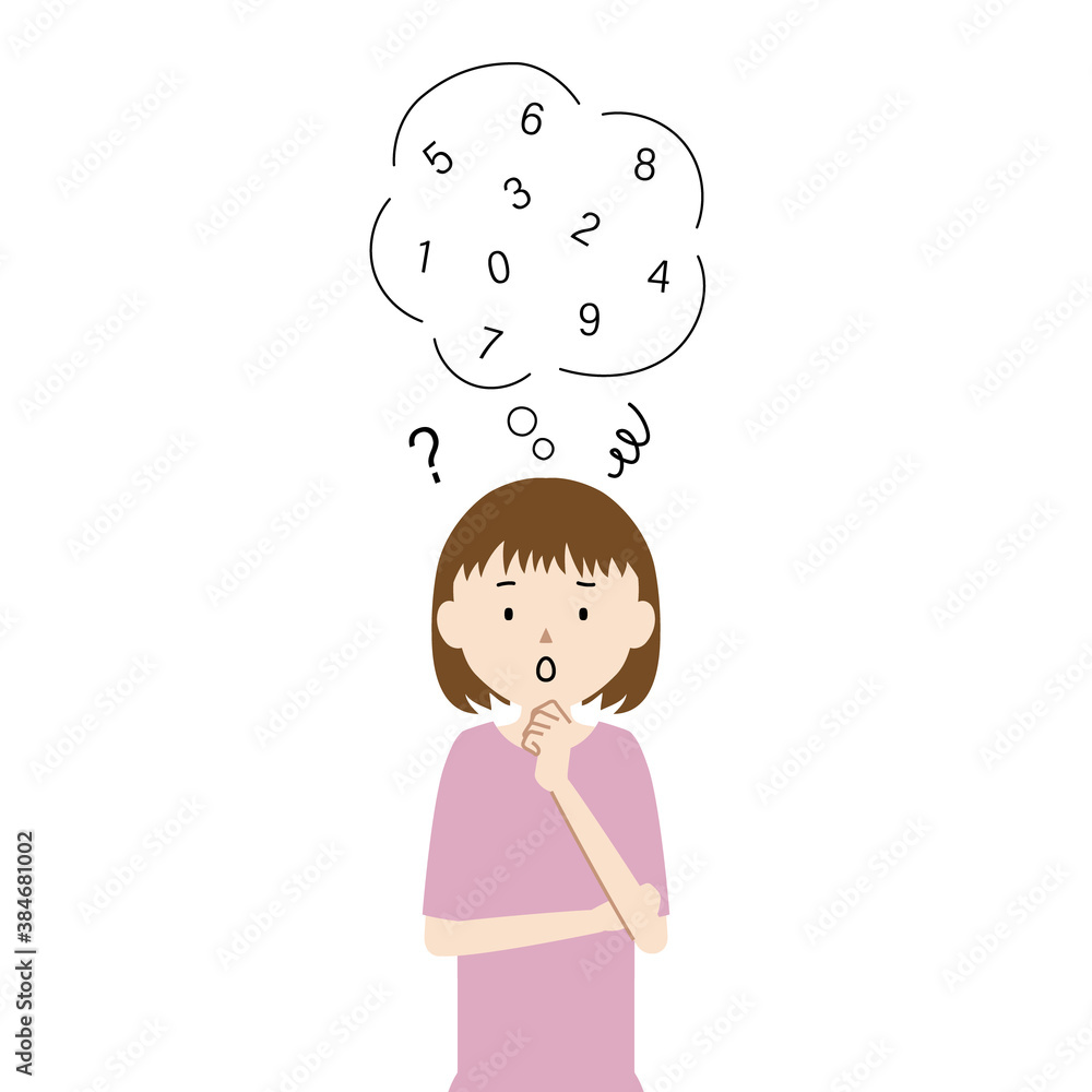 Illustration of a girl who is having trouble remembering her password(pin code, pass code) Illustration of a girl who is having trouble remembering her password(pin code, pass code)
