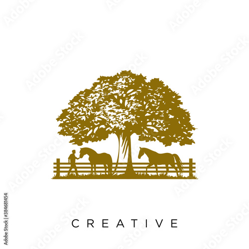 farm horse logo design vector icon symbol