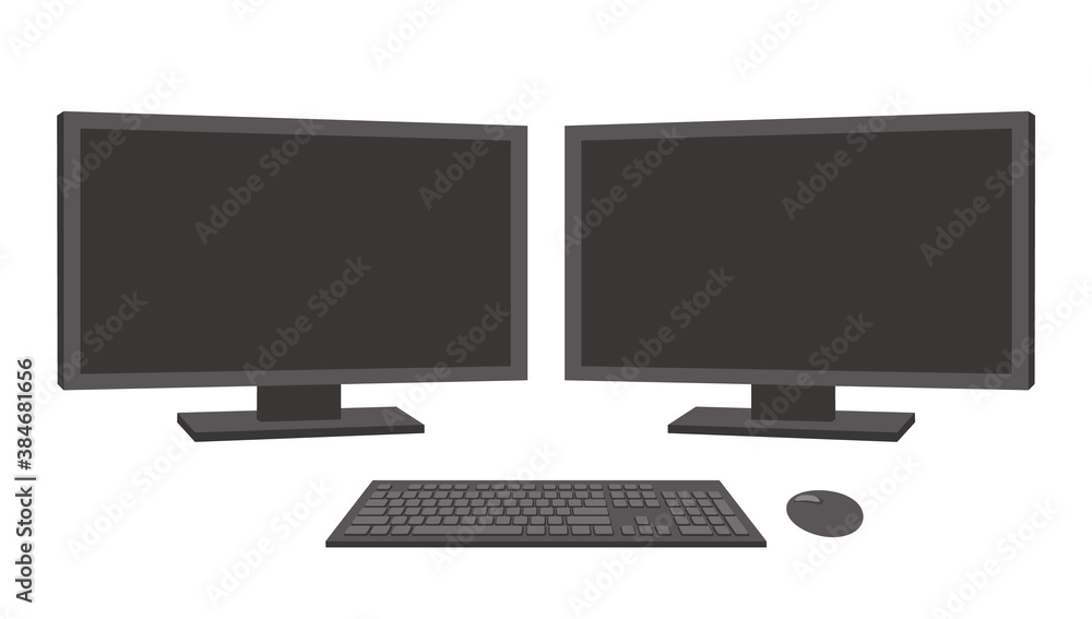 2台の大画面ディスプレイのデュアルモニターのイラスト 白背景 Stock Vector Adobe Stock 2台の大画面ディスプレイのデュアルモニターのイラスト 白背景 Stock Vector Adobe Stock