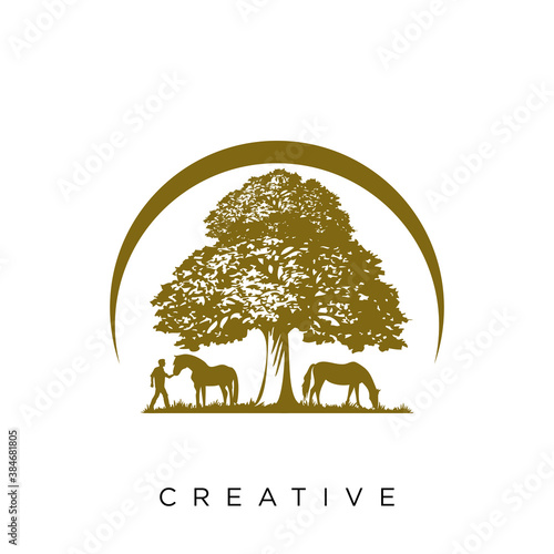 ranch farm horse logo design vector icon symbol