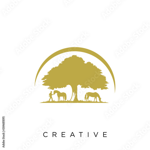 farm horse logo design vector icon symbol