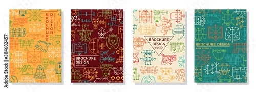 Set of patterns with demon symbols and their sigils. Occult sings collection. Vector illustration.