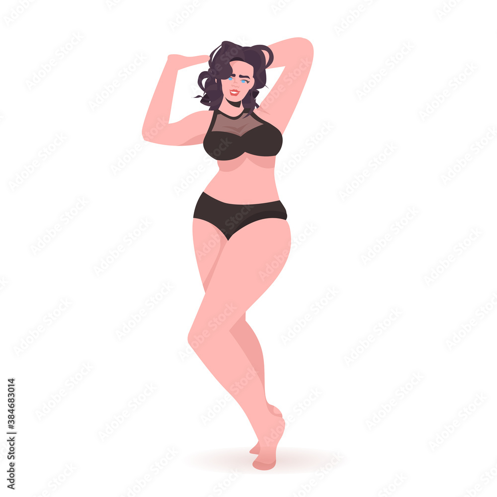 slim girl in bikini beautiful woman standing pose love your body concept full length vector illustration slim girl in bikini beautiful woman standing pose love your body concept full length vector illustration