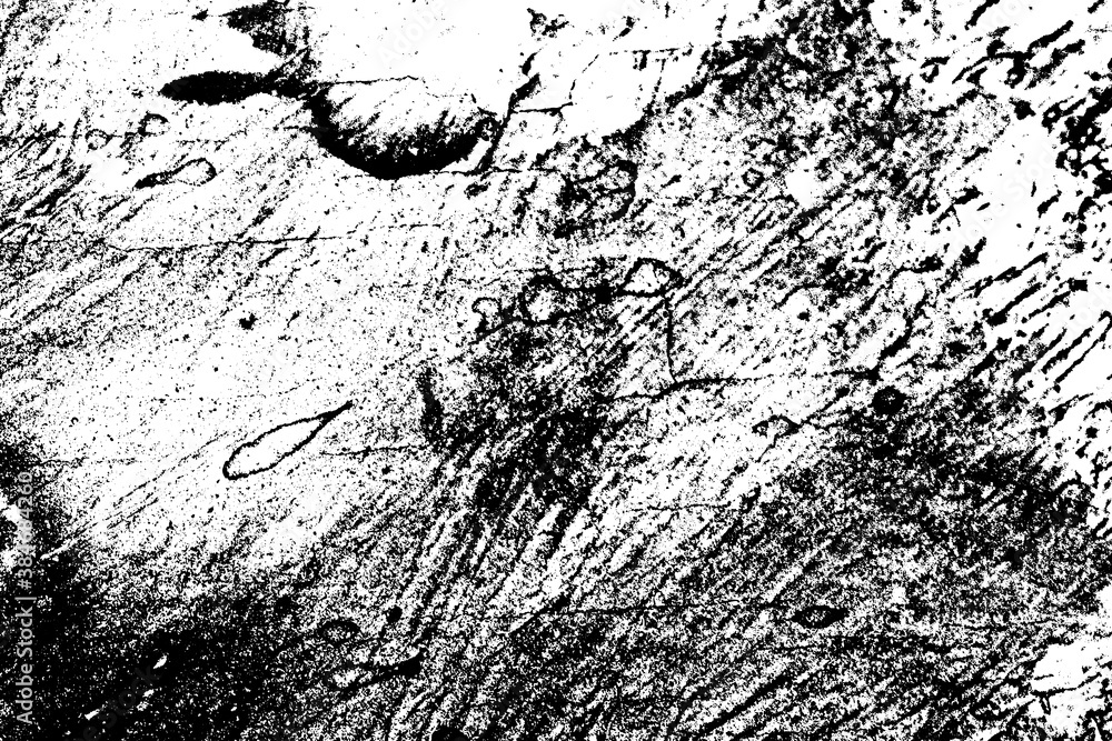 Black and white grunge texture. Black streaks of paint, ink, and dirt. Abstract monochrome background. Pattern of scratches, chips, and wear Black and white grunge texture. Black streaks of paint, ink, and dirt. Abstract monochrome background. Pattern of scratches, chips, and wear