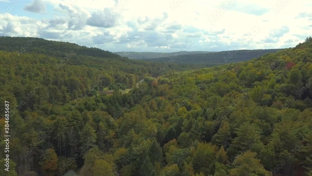 Wide Aerial View Of Trees and Mountains North East Fall Foliage Wide Aerial View Of Trees and Mountains North East Fall Foliage