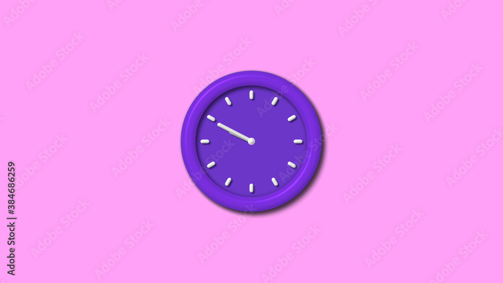 New purple dark 3d wall clock isolated on pink light background, 12 hours counting down wall clock New purple dark 3d wall clock isolated on pink light background, 12 hours counting down wall clock