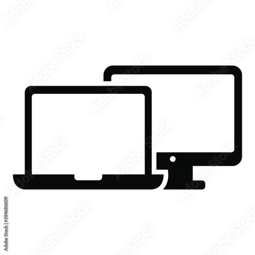 Laptop with desktop PC icon