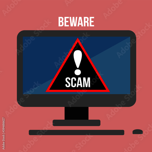 Beware Of Scammer warning vector drawing