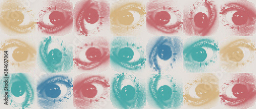 Abstract vector pattern with eyes transition effect. photo