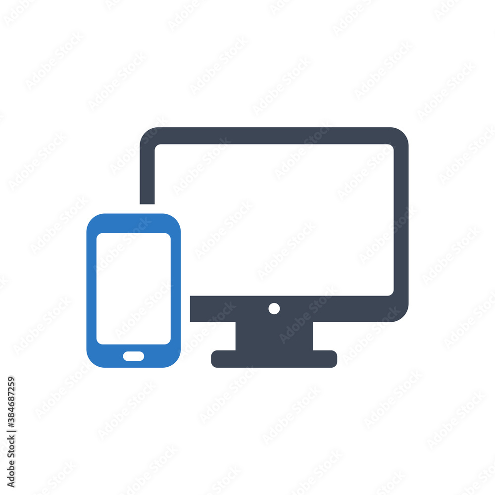 Monitor with mobile phone icon Monitor with mobile phone icon