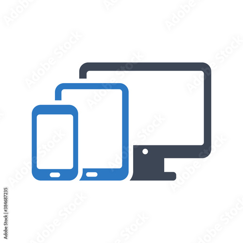 Smartphone with tablet and monitor icon