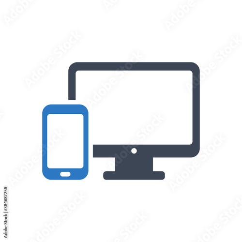 Monitor with mobile phone icon